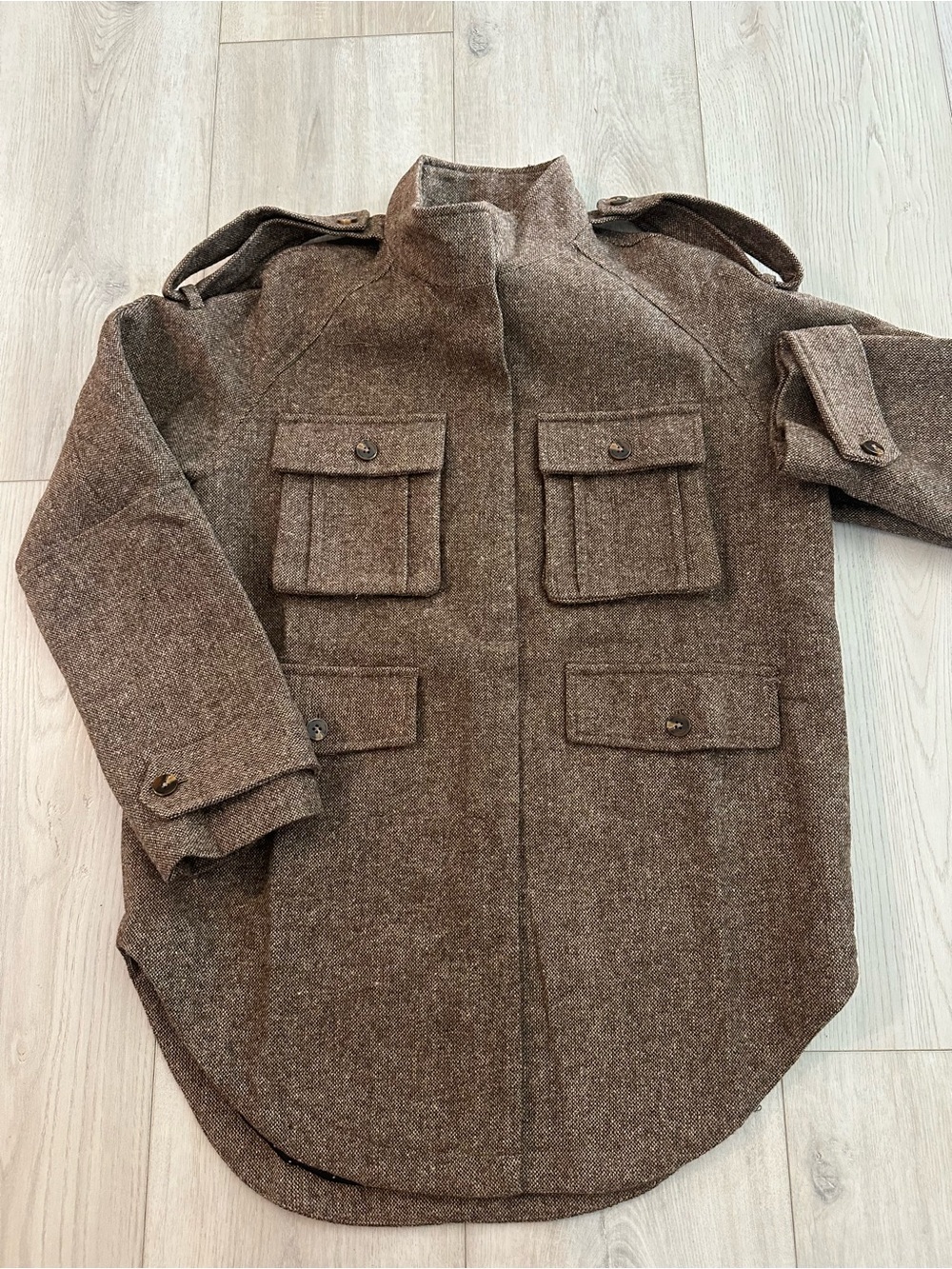 Belle & Bloom All My Love Military Jacket Brown Wool Blend NWT Size Small